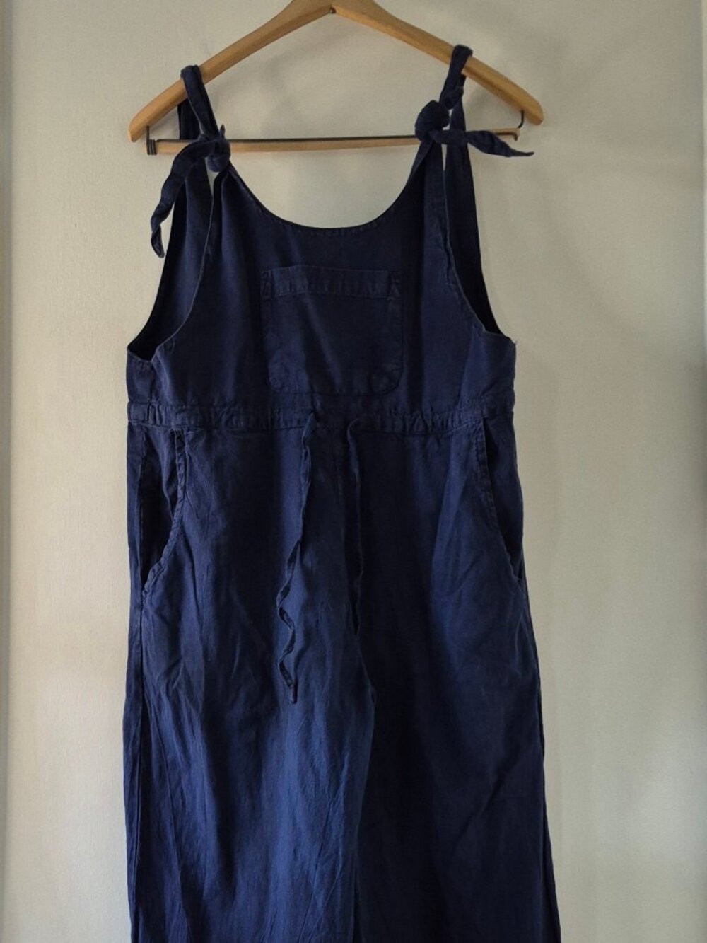 Earthbound Trading Co. Navy Tie 100% Cotton Overalls M Boho Granola Lagenlook